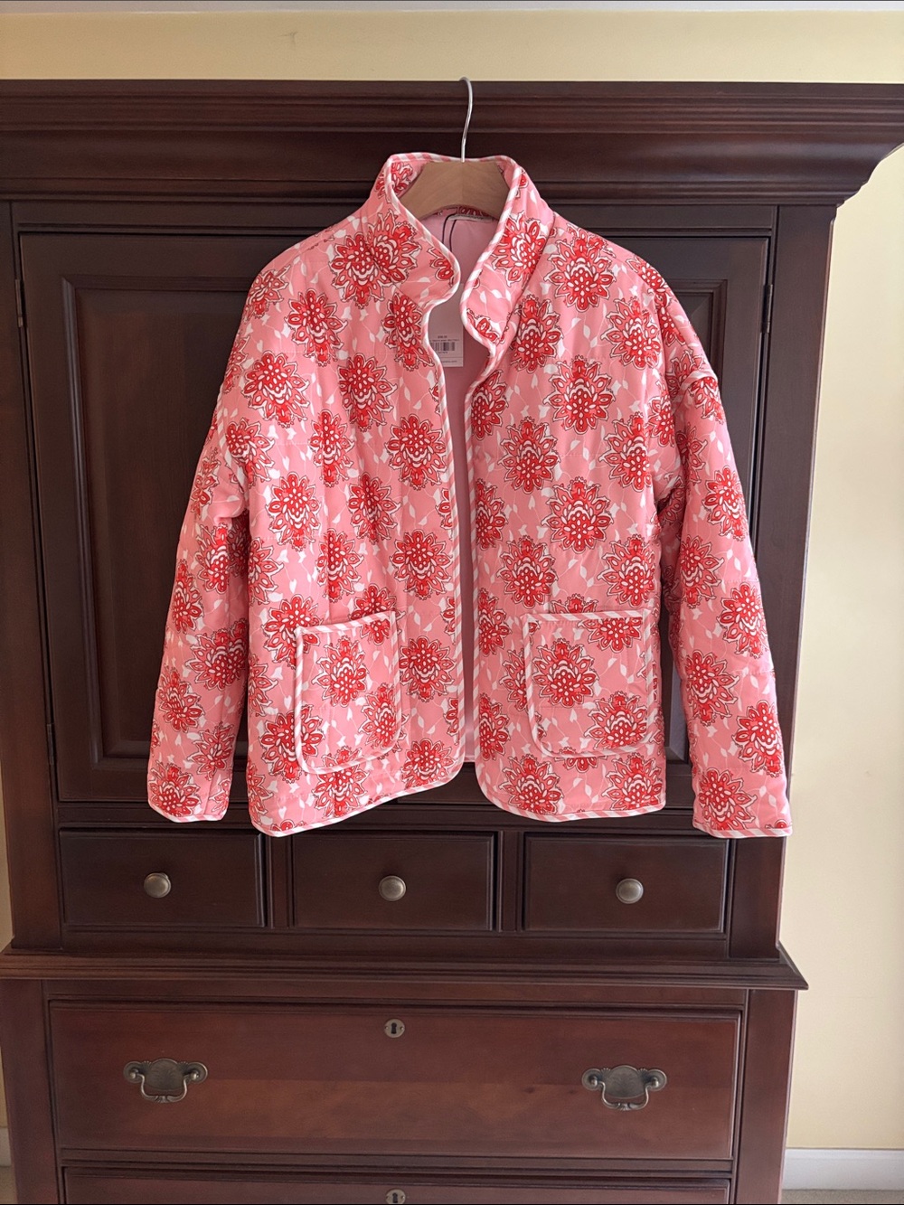 Pink Floral Quilted Jacket - Women